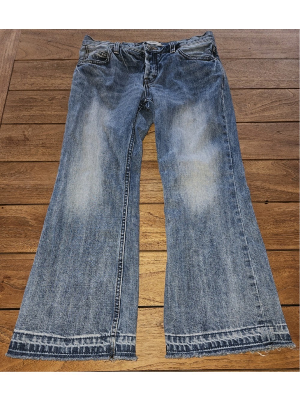 Free People Just Float On Released Hem Wide Leg Flare Jeans Vintage Blue W 26